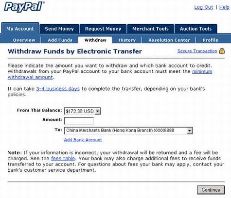 ͨ���������һ��ͨ�ջ�PayPal�ʽ�