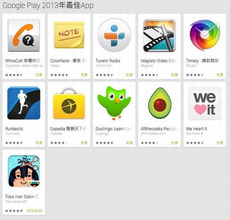 Google����2013�����AndroidӦ�ú���Ϸ����