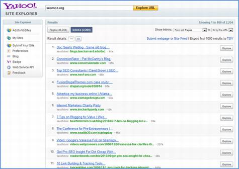 Yahoo Site Explorer�ر�