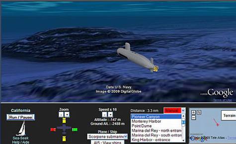 Google Earth��ģ�⺣��Ǳˮͧ