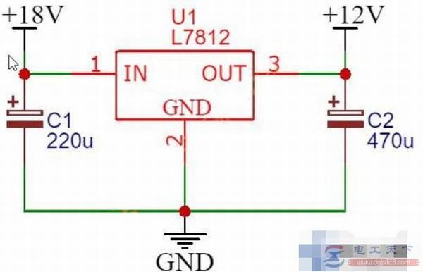 18vֱ����ѹ���͵�12v�ĵ�·ͼʾ��